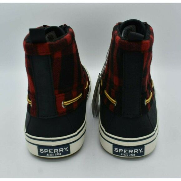 Sperry Mens Size 10 Bahama Black Red Checkered Waterproof Storm Boots STS23092 - Picture 7 of 11